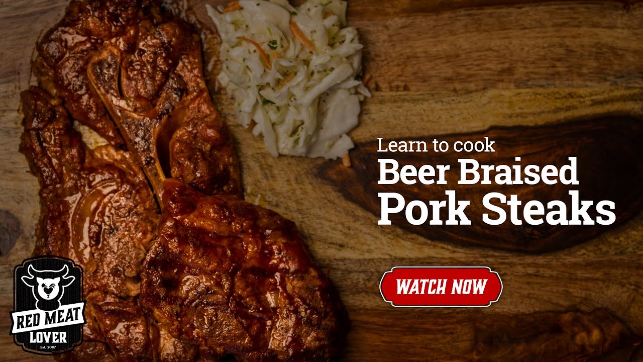 Beer-Braised Pork Steaks Recipe | Red Meat Lover Video Recipes